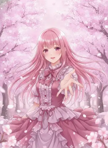 Pink haired anime AI companion inviting users to start chatting