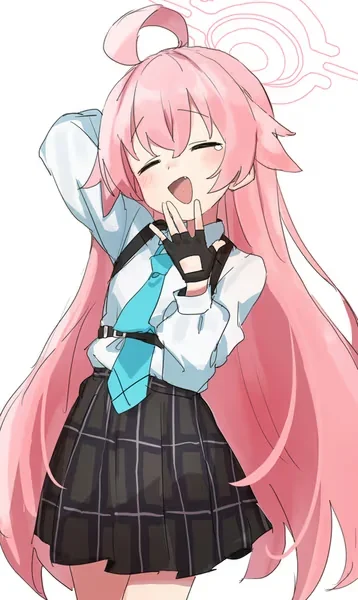AI generated anime JK school girl character, Genki Girl, energetic cheerful school girl styling, playful expression, vertical portrait