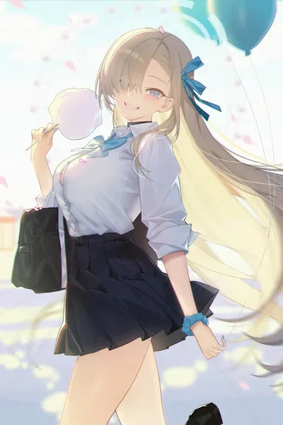 AI generated anime JK school girl character, Kuudere JK, cool school girl styling, calm distant expression, vertical portrait