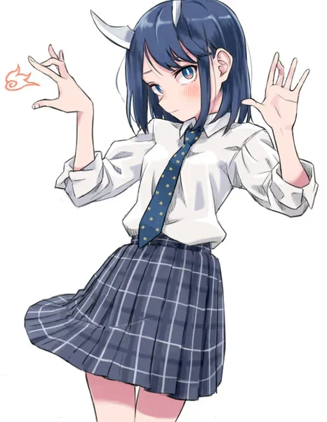 AI generated anime JK school girl character, Kuudere JK, cool school girl styling, calm distant expression, vertical portrait