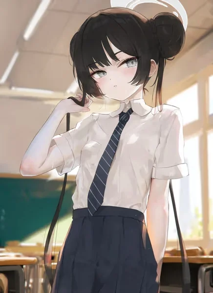 AI generated anime JK school girl character, Realistic JK, natural campus-inspired school girl styling, grounded portrait mood, vertical portrait
